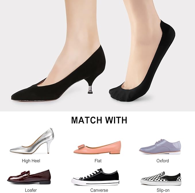 WISVOOO No Show Socks Womens Liner Ultra Low Cut Non Slip Invisible Socks for Flats