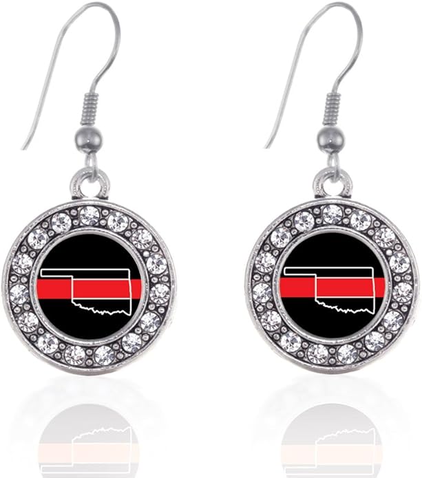 Inspired Silver - Silver Circle Charm French Hook Drop Earrings with Cubic Zirconia Jewelry