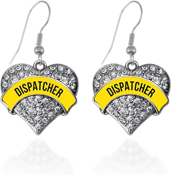 Inspired Silver - Silver Pave Heart Charm French Hook Drop Earrings with Cubic Zirconia Jewelry