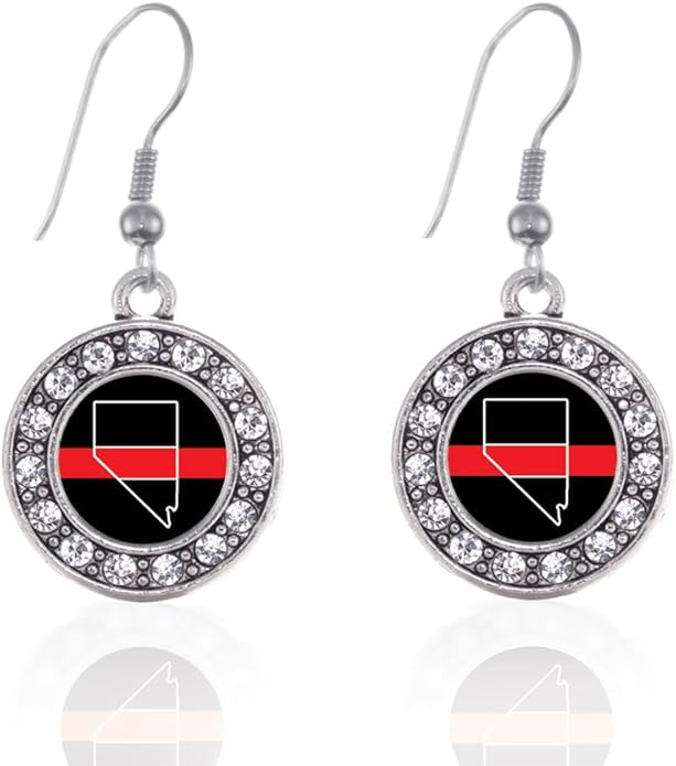 Inspired Silver - Silver Circle Charm French Hook Drop Earrings with Cubic Zirconia Jewelry