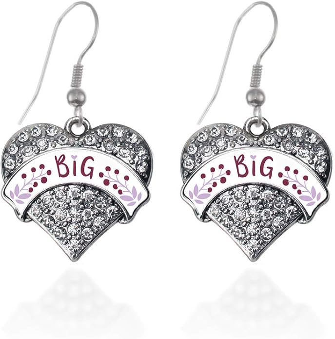 Inspired Silver - Silver Pave Heart Charm French Hook Drop Earrings with Cubic Zirconia Jewelry