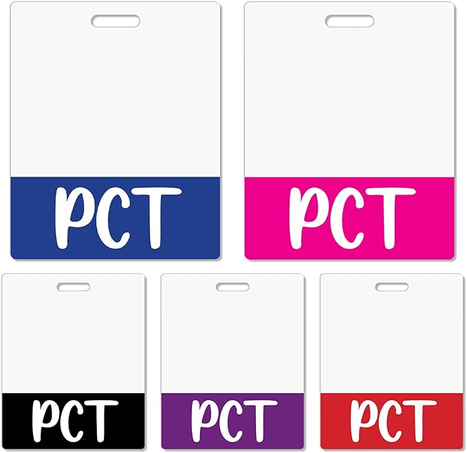 Oversized PCT Badge Buddy Card Holder - Horizontal Patient Care Technician Accessories XL Blue Pink Black Purple Red ID Badge Card Holder Name Tags Buddy for Hospital Work