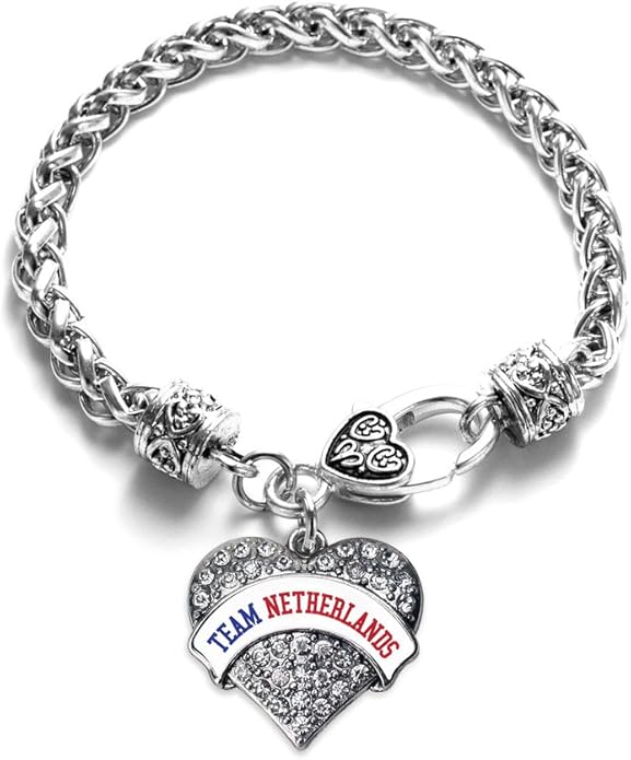 Inspired Silver - Silver Pave Heart Charm Bracelet with Cubic Zirconia Jewelry