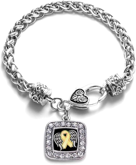 Inspired Silver - Silver Square Charm Bracelet with Cubic Zirconia Jewelry