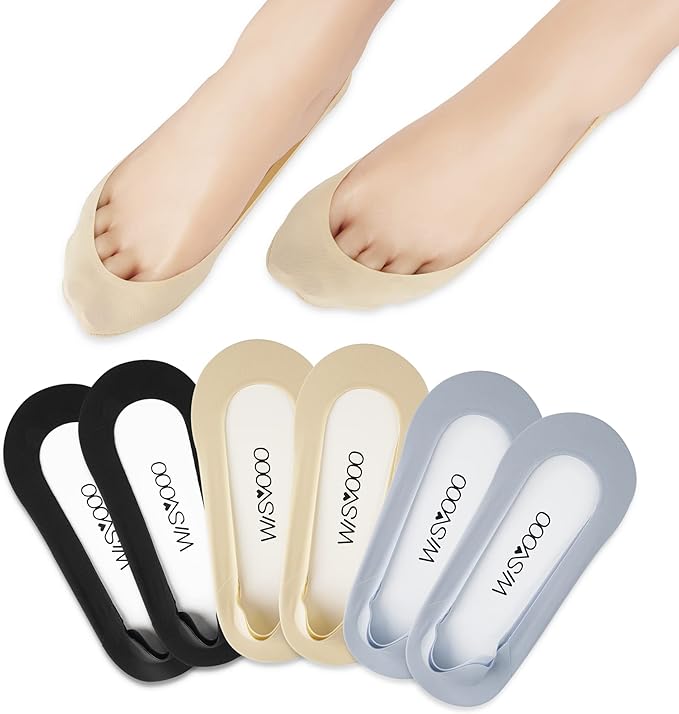 WISVOOO No Show Socks Womens Liner Ultra Low Cut Non Slip Invisible Socks for Flats