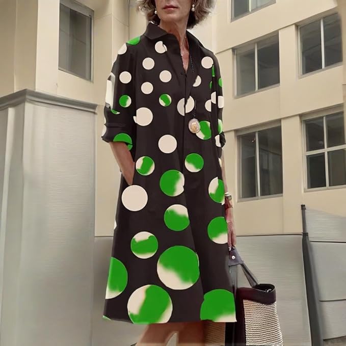 Womens 2025 Long Sleeve Button Down Shirt Summer Dress Casual V Neck Loose Fit Midi Shirt Dresses with Pockets