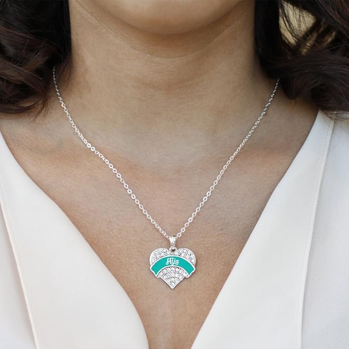 Inspired Silver - Silver Pave Heart Charm 18 Inch Necklace with Cubic Zirconia Jewelry