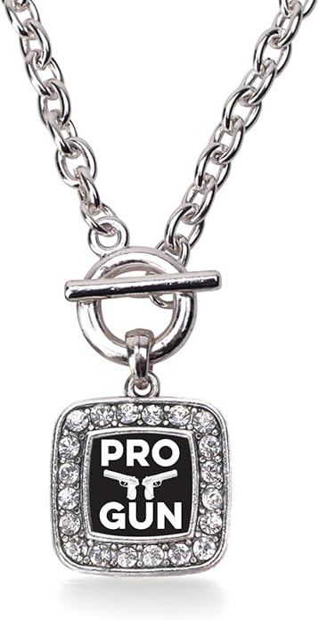 Inspired Silver - Silver Square Charm 18 Inch Necklace with Cubic Zirconia Jewelry