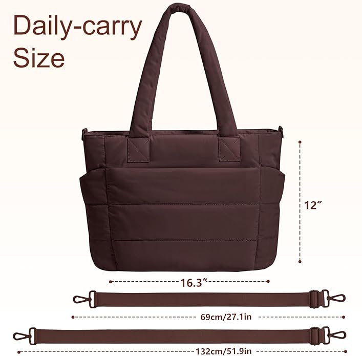 Tote Bag for Women Puffer Tote Bag Large Nurse Bags Shoulder Handbag with Zipper for Work Travel