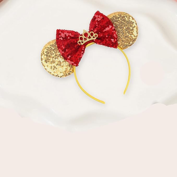 Sequin Mouse Ears Headbands for Women Girls Boys, Glitter Bows Headband for Kids Adults Birthday Party Costume Halloween