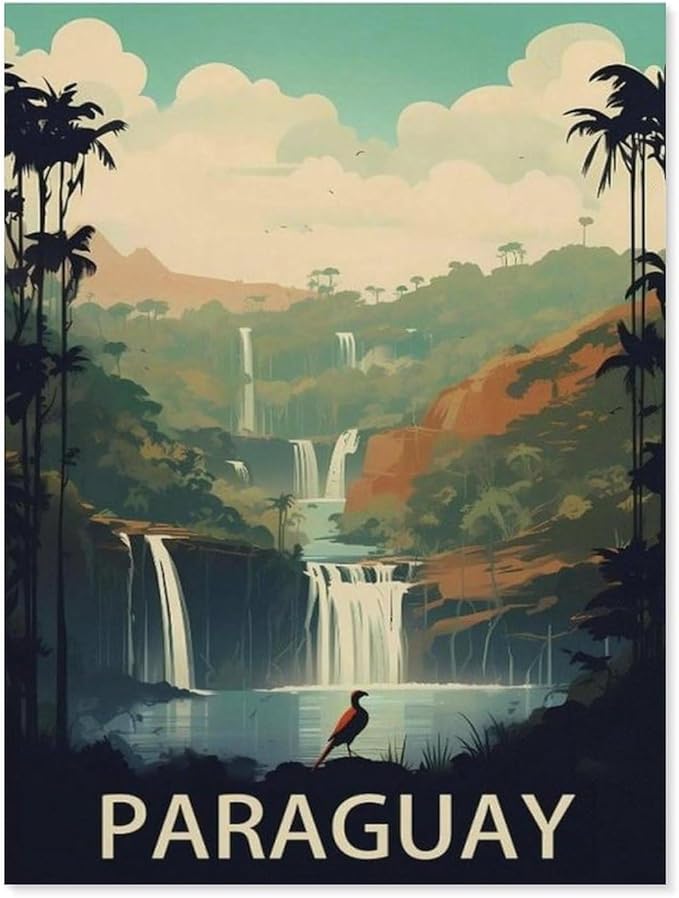 Jigsaw Puzzle 1000 Pieces for Adults，Paraguay Vintage Travel Poster，Teens Boys Girls Puzzles Difficult Thick Sturdy Pieces Challenging Puzzle for Party Games（38x26cm）-BH8