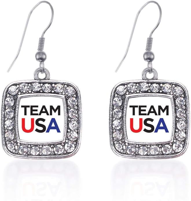 Inspired Silver - Silver Square Charm French Hook Drop Earrings with Cubic Zirconia Jewelry