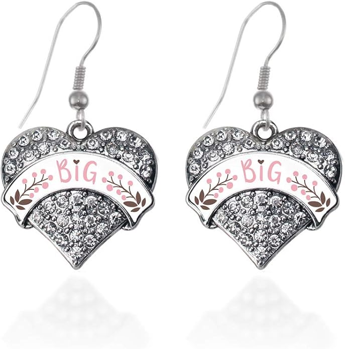 Inspired Silver - Silver Pave Heart Charm French Hook Drop Earrings with Cubic Zirconia Jewelry