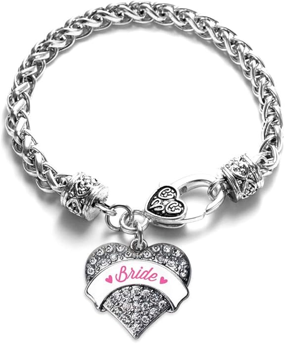 Inspired Silver - Silver Pave Heart Charm Bracelet with Cubic Zirconia Jewelry