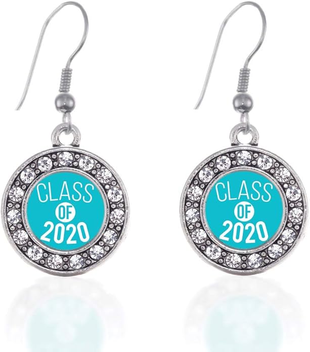 Inspired Silver - Silver Circle Charm French Hook Drop Earrings with Cubic Zirconia Jewelry
