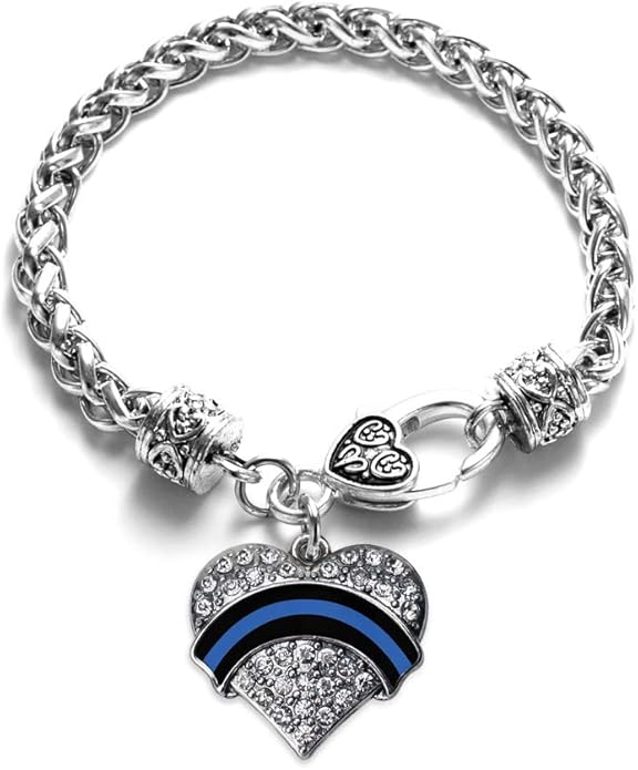 Inspired Silver - Silver Pave Heart Charm Bracelet with Cubic Zirconia Jewelry