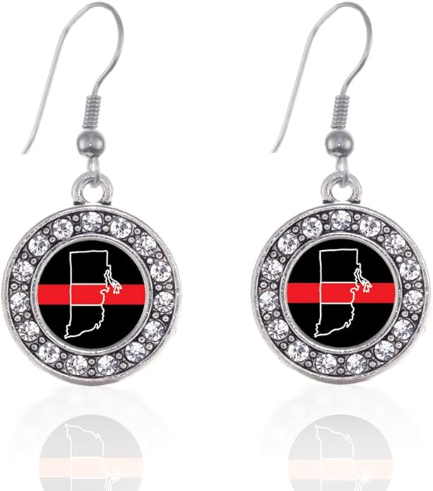 Inspired Silver - Silver Circle Charm French Hook Drop Earrings with Cubic Zirconia Jewelry