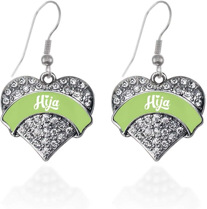 Inspired Silver - Silver Pave Heart Charm French Hook Drop Earrings with Cubic Zirconia Jewelry
