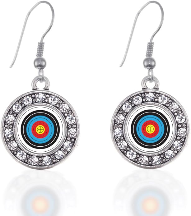 Inspired Silver - Silver Circle Charm French Hook Drop Earrings with Cubic Zirconia Jewelry