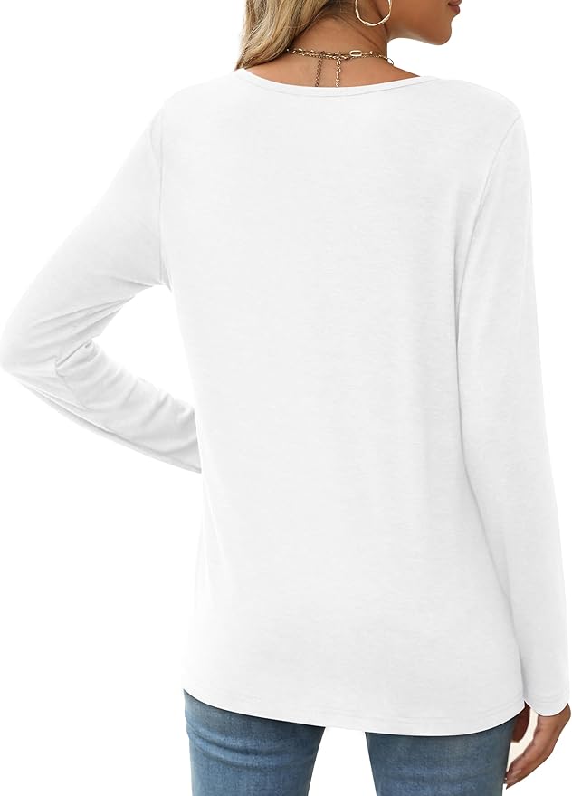 XIEERDUO Long Sleeve Shirts for Women Casual Crew Neck Basic Fall Tops Loose Fit Comfy