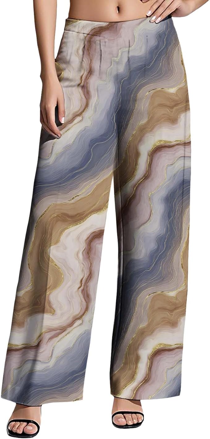 Womens Boho Pants Casual Oversize High Waisted Wide Leg Trousers Pattern Printed Ourdoors Pant for 2025 Summer