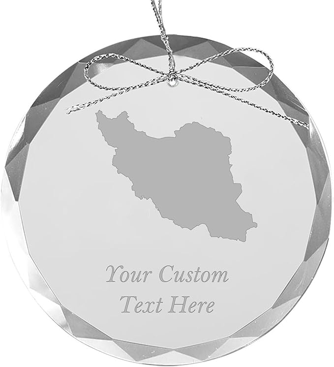 Iran, Personalized Travel Christmas Ornament – Customized Engraved Glass Keepsake - Custom Family Trip & Vacation, 2024, 2025, 2026, 2027 & Name – Destination Xmas Holiday Ornament