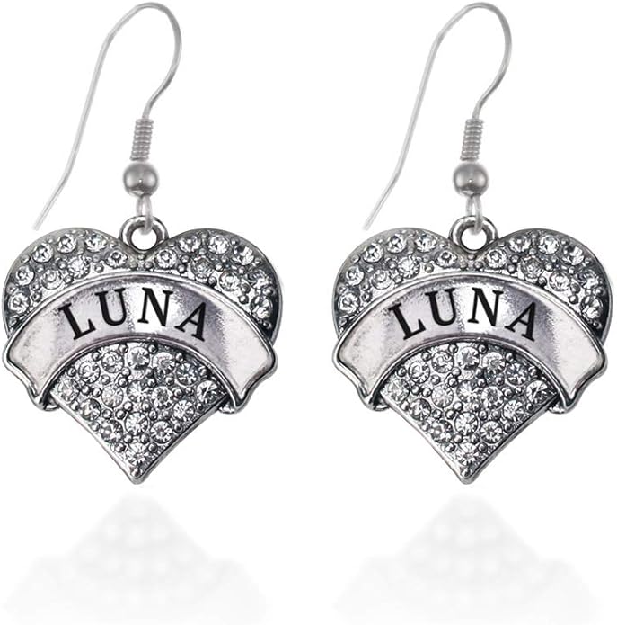 Inspired Silver - Silver Pave Heart Charm French Hook Drop Earrings with Cubic Zirconia Jewelry