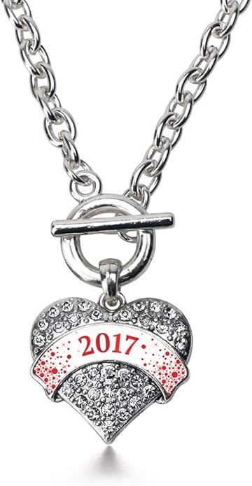 Inspired Silver - Silver Pave Heart Charm 18 Inch Necklace with Cubic Zirconia Jewelry