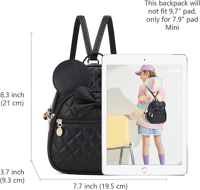 KL928 Girls Mini Backpack Bowknot Polka Dot Cute Small Daypacks Convertible Shoulder Bag Purse for Women