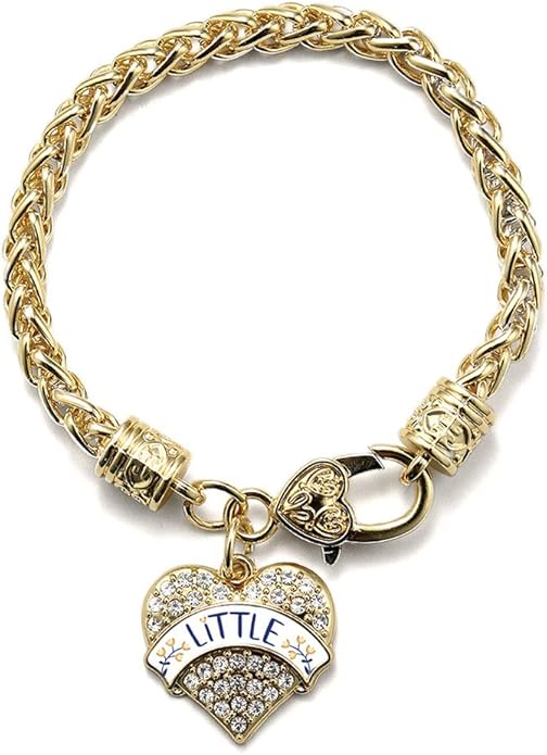 Inspired Silver - Gold Pave Heart Charm Bracelet with Cubic Zirconia Jewelry