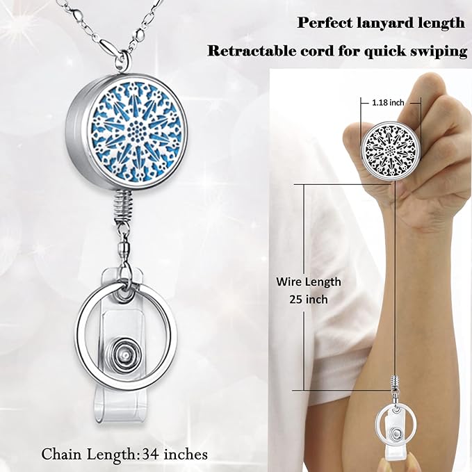 Retractable Lanyards for ID Badges Keys Teacher Lanyard Nurse Badge Reels Office Work Jewelry Diffuser Silver Chain Long Keychain Necklace ID Badge Holder with Lanyard Women Student Sparkle