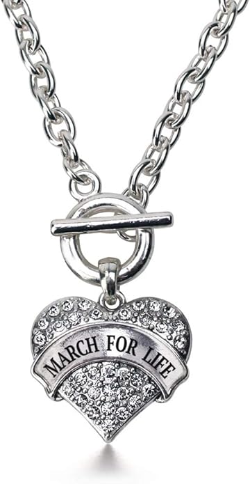 Inspired Silver - Silver Pave Heart Charm 18 Inch Necklace with Cubic Zirconia Jewelry