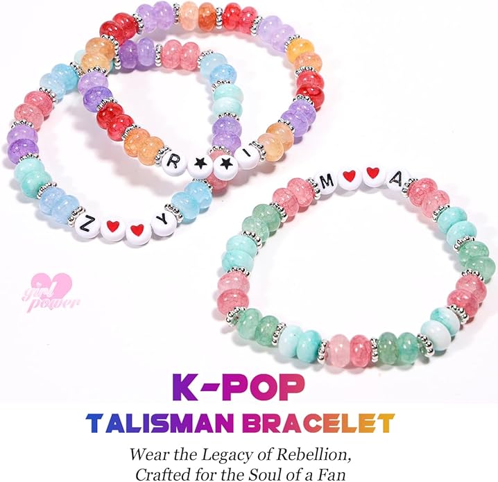 AICase for Korea-Pop Merch Gifts Toys Inspired Bracelets 3 Pcs Stackable Stretch Friendship Beaded Bracelets for Unique Merchandise Jewelry Gifts for Fans Women Men Stocking Stuffers_Crystal
