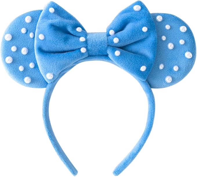 KARETT Sequins Mouse Ears Headband With Glitter Bow Princess Party Decorations For Girls Women