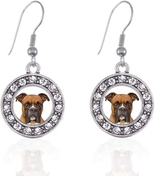 Inspired Silver - Silver Circle Charm French Hook Drop Earrings with Cubic Zirconia Jewelry