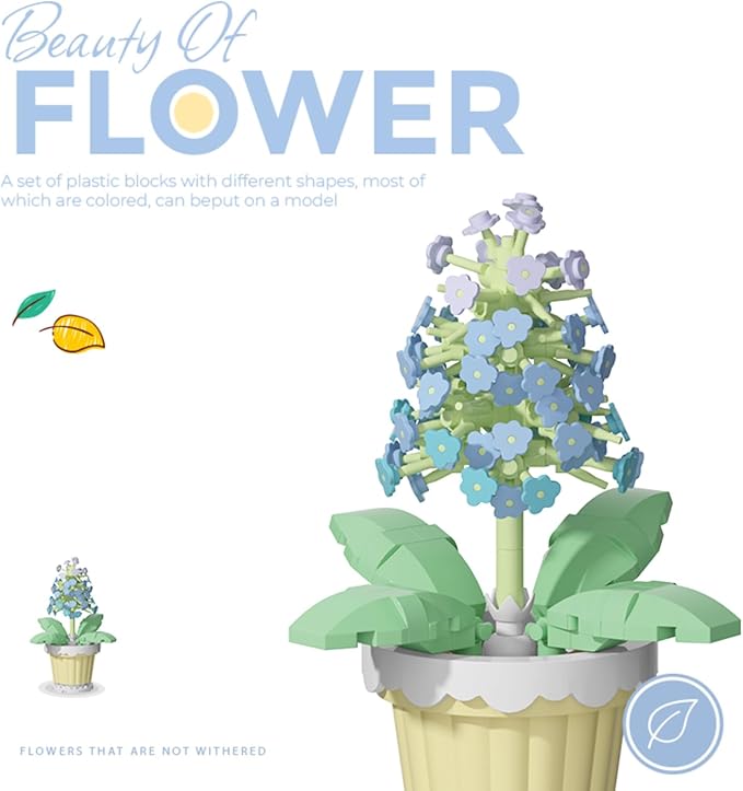Jollcnoia Hyacinth Mini Flower Potted Plant Bonsai Building Toy Blocks Particle Flower Botanical