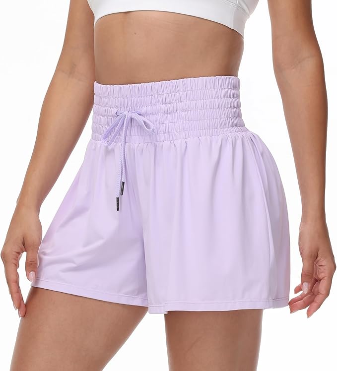 Blaosn Flowy Athletic Shorts for Women Gym Workout Running Short Pants High Waist Skort with Pocket Casual Summer Clothes