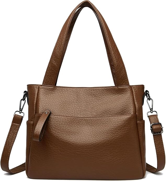 Work Tote with Adjustable Strap, Genuine Leather Crossbody Shoulder Bag and Purse for Women