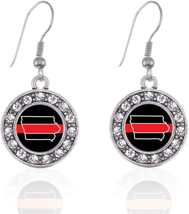 Inspired Silver - Silver Circle Charm French Hook Drop Earrings with Cubic Zirconia Jewelry