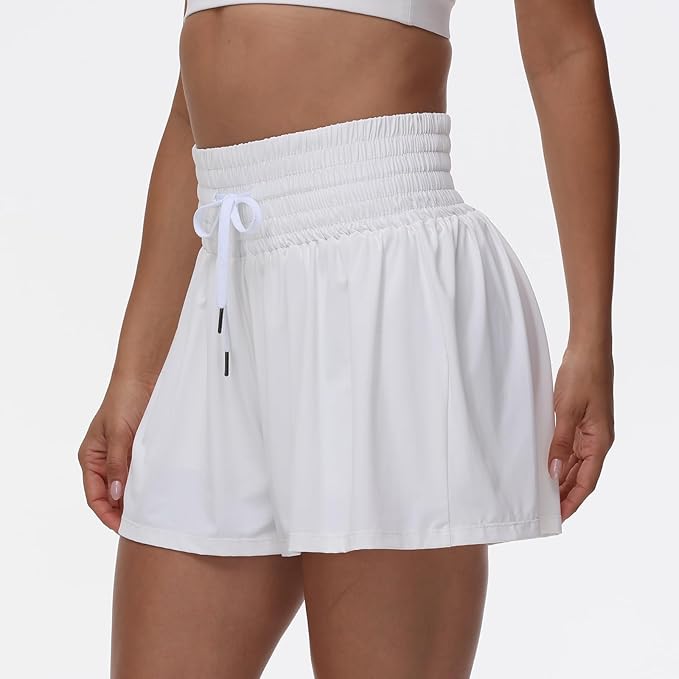 Blaosn Flowy Athletic Shorts for Women Gym Workout Running Short Pants High Waist Skort with Pocket Casual Summer Clothes