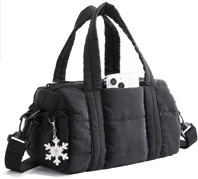 BAGSMART Reiki Mini Gym Bag for Women, Small Dance Bag, Mini Crossbody Bags for Women with Detachable Strap, 5L Shoulder Bag(9.8 * 5.9 * 5.9 inches), Black