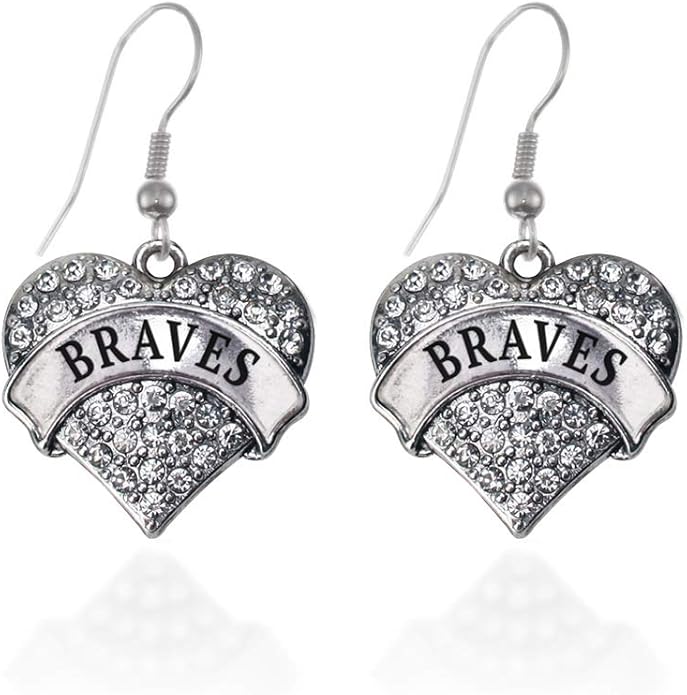 Inspired Silver - Silver Pave Heart Charm French Hook Drop Earrings with Cubic Zirconia Jewelry