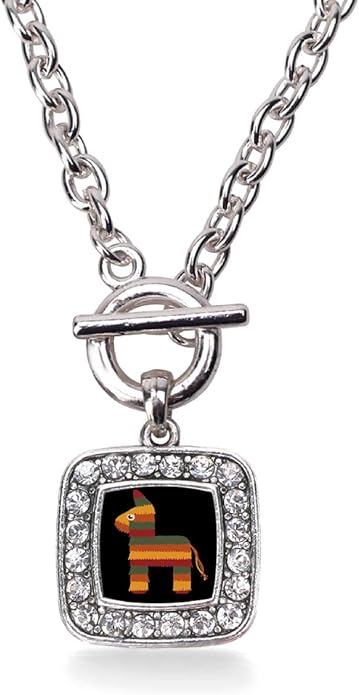 Inspired Silver - Silver Square Charm 18 Inch Necklace with Cubic Zirconia Jewelry