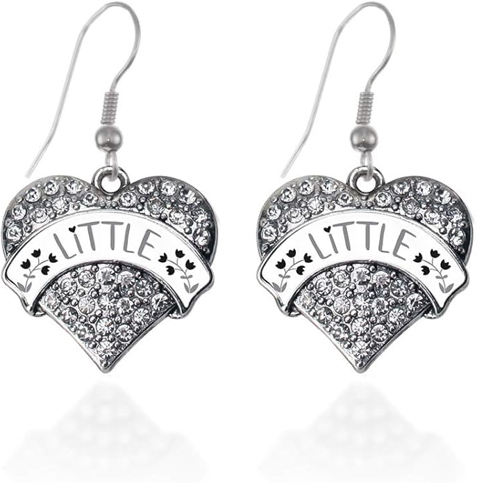 Inspired Silver - Silver Pave Heart Charm French Hook Drop Earrings with Cubic Zirconia Jewelry