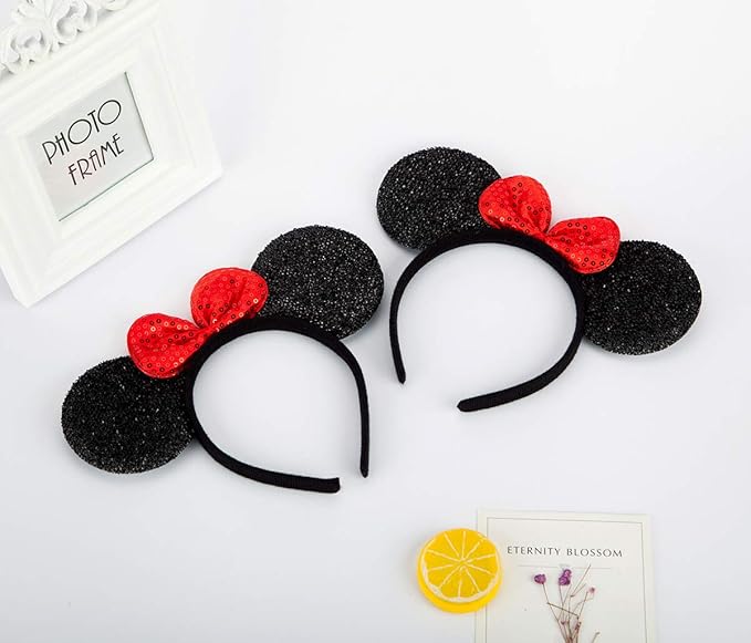 FANYITY 2 Pcs Mouse Ears,Mouse Costume Ears Headband for Children Mom Baby Girls Women Party