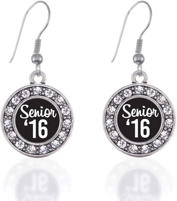 Inspired Silver - Silver Circle Charm French Hook Drop Earrings with Cubic Zirconia Jewelry