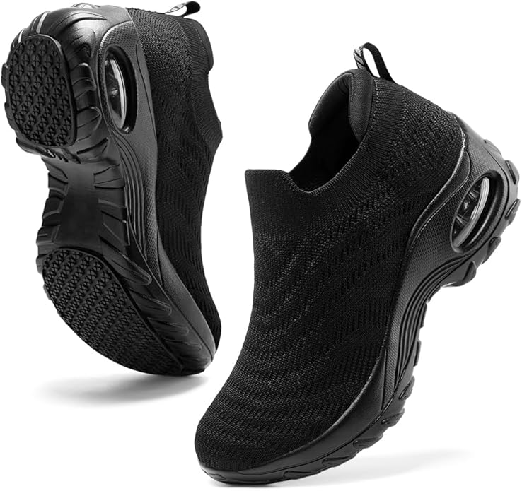 HKR Women's Walking Shoes Arch Support Non Slip Work Shoes Breathable Knit Upper Lightweight for Plantar Fasciitis