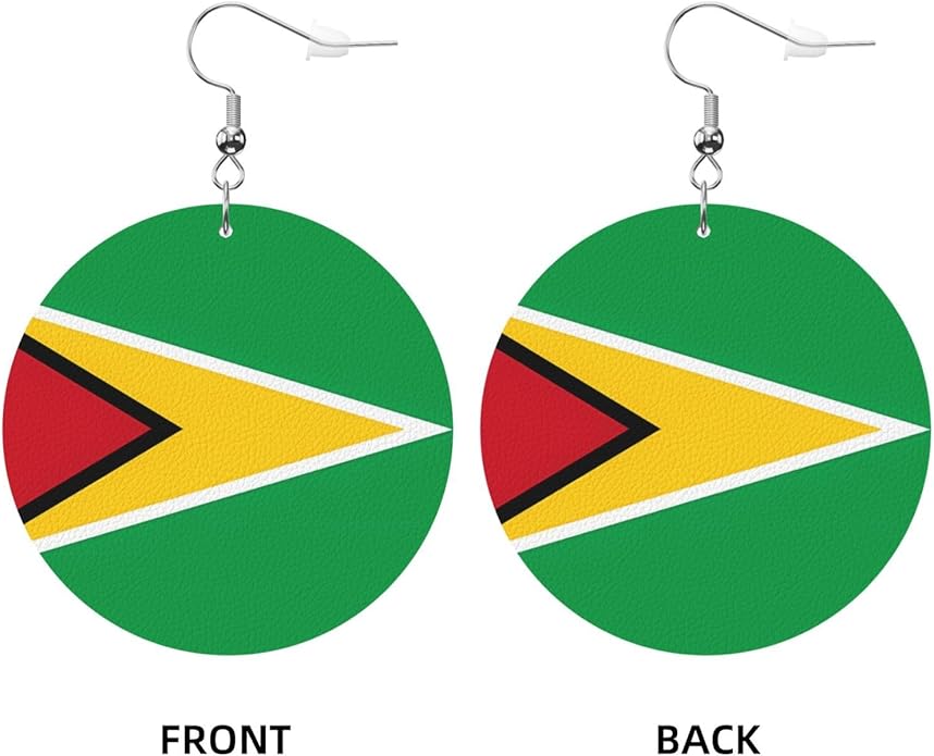 Round Faux Leather Earrings for Women Lightweight Double-Side Printed Drop Dangle Earring for Festival Party Gift