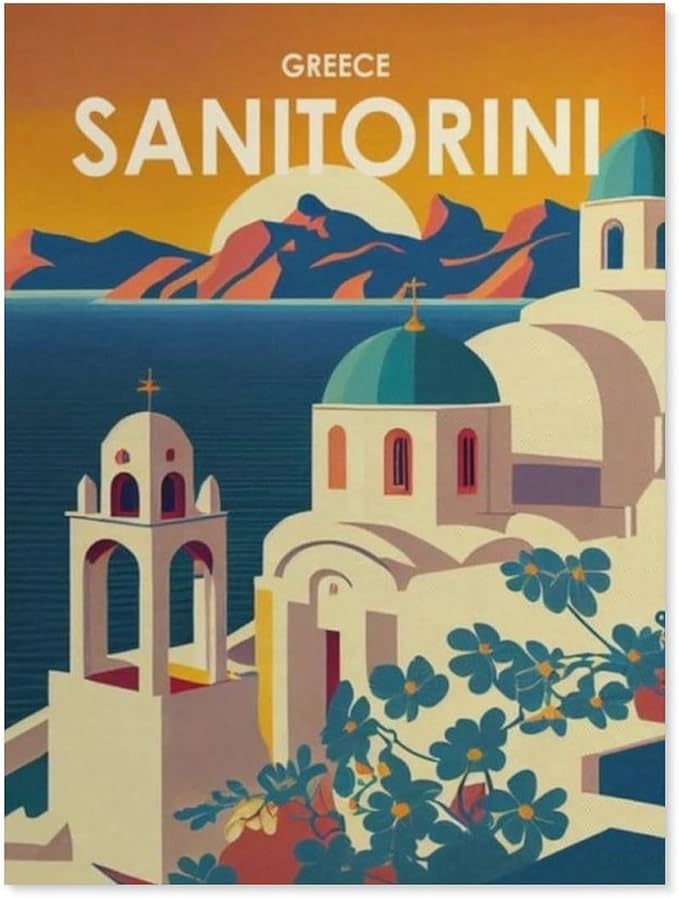 Jigsaw Puzzle 1000 Pieces，Santorini, Greece Sunset，Paper Adult Toys Decompression Game（50x70cm）-BK83