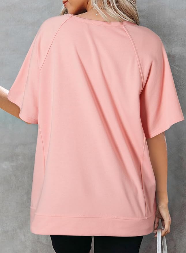 Dokotoo Oversized T Shirts for Women Crewneck Short Sleeve Casual Summer Tops Lightweight Loose High Low Blouse